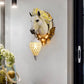 White/Red 1 Light Sconce Light Vintage Resin Horse Wall Lamp with Droplet Crystal Shade for Indoor, 9.5"/12" W Clearhalo 'Wall Lamps & Sconces' 'Wall Lights' Lighting' 232749