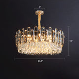 Drum Pendant Lighting Modern K9 Crystal Living Room Chandelier Light Fixture in Gold Gold 24.5" Clearhalo 'Ceiling Lights' 'Chandeliers' 'Modern Chandeliers' 'Modern' Lighting' 2327491