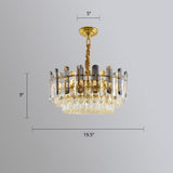 Modern Round Chandelier Smoke Grey and Clear Crystal Restaurant Suspended Lighting Fixture Smoke Gray 19.5" Clearhalo 'Ceiling Lights' 'Chandeliers' 'Modern Chandeliers' 'Modern' Lighting' 2327495