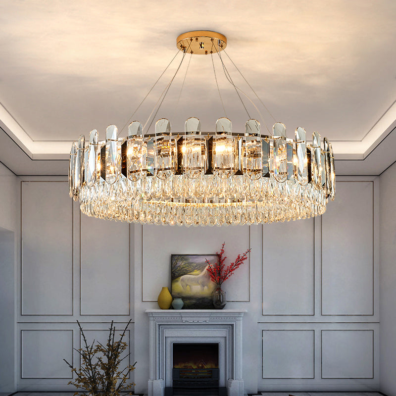 Clear Crystal Circle Chandelier Light Minimalism Ceiling Suspension Lamp for Dining Room Clearhalo 'Ceiling Lights' 'Chandeliers' 'Clear' 'Industrial' 'Modern Chandeliers' 'Modern' 'Tiffany' 'Traditional Chandeliers' Lighting' 2327498