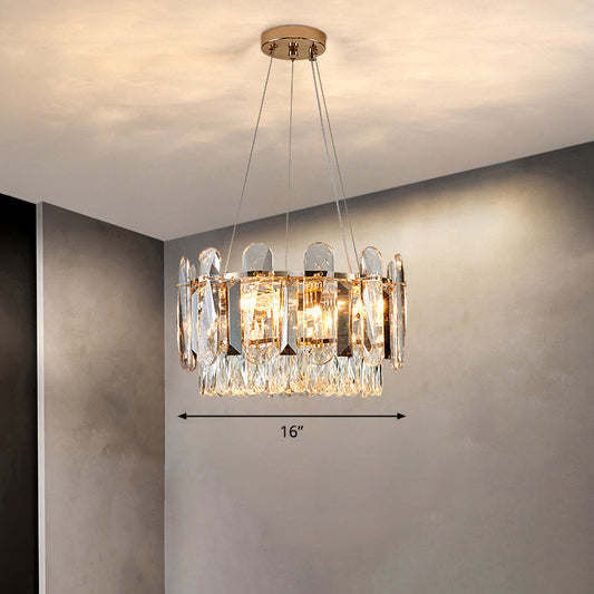 Clear Crystal Circle Chandelier Light Minimalism Ceiling Suspension Lamp for Dining Room Clear 16" Clearhalo 'Ceiling Lights' 'Chandeliers' 'Clear' 'Industrial' 'Modern Chandeliers' 'Modern' 'Tiffany' 'Traditional Chandeliers' Lighting' 2327499