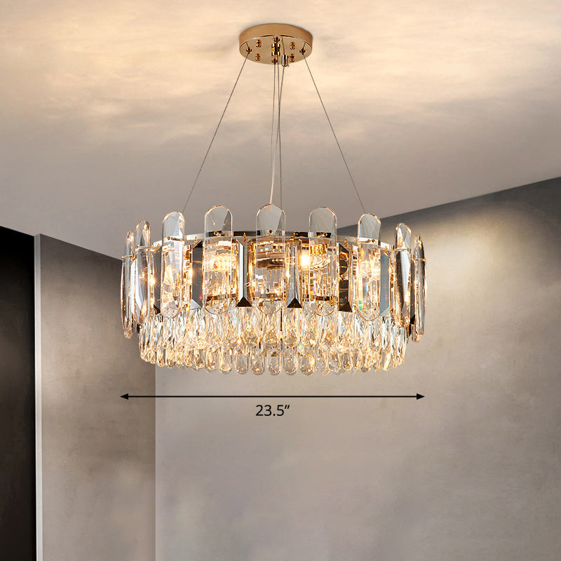 Clear Crystal Circle Chandelier Light Minimalism Ceiling Suspension Lamp for Dining Room Clear 23.5" Clearhalo 'Ceiling Lights' 'Chandeliers' 'Clear' 'Industrial' 'Modern Chandeliers' 'Modern' 'Tiffany' 'Traditional Chandeliers' Lighting' 2327500