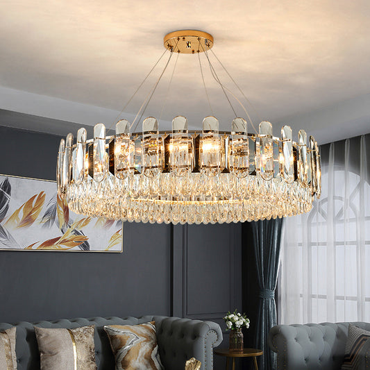 Clear Crystal Circle Chandelier Light Minimalism Ceiling Suspension Lamp for Dining Room Clearhalo 'Ceiling Lights' 'Chandeliers' 'Clear' 'Industrial' 'Modern Chandeliers' 'Modern' 'Tiffany' 'Traditional Chandeliers' Lighting' 2327501