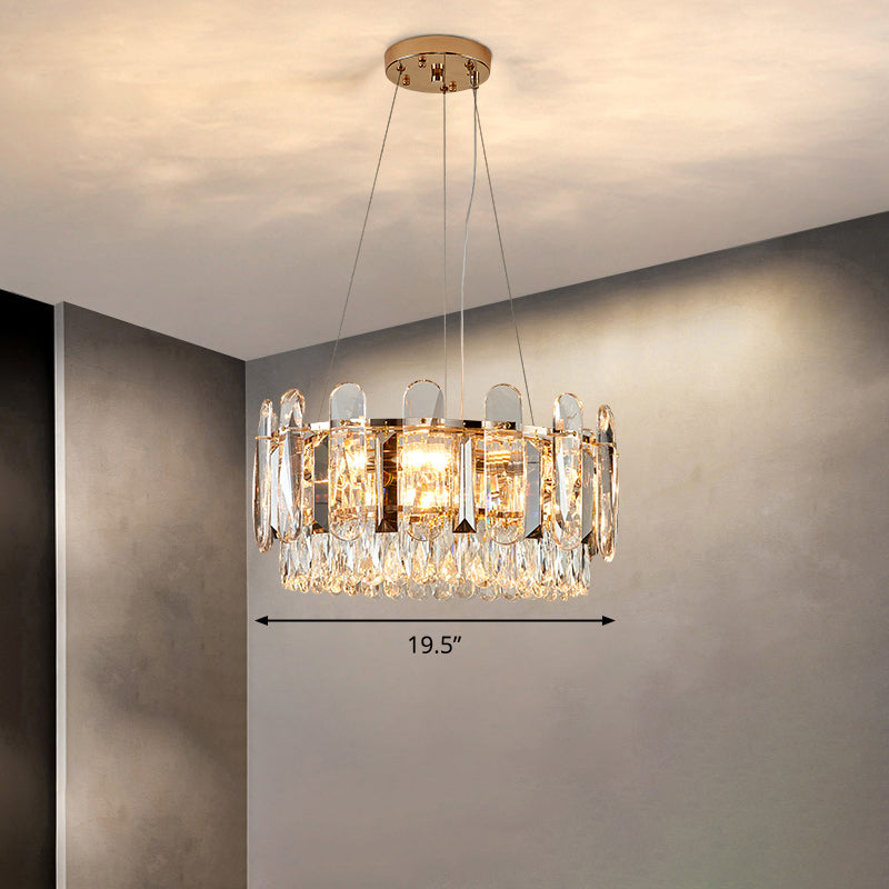 Clear Crystal Circle Chandelier Light Minimalism Ceiling Suspension Lamp for Dining Room Clear 19.5" Clearhalo 'Ceiling Lights' 'Chandeliers' 'Clear' 'Industrial' 'Modern Chandeliers' 'Modern' 'Tiffany' 'Traditional Chandeliers' Lighting' 2327502