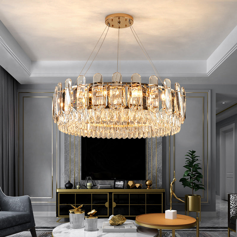 Clear Crystal Circle Chandelier Light Minimalism Ceiling Suspension Lamp for Dining Room Clearhalo 'Ceiling Lights' 'Chandeliers' 'Clear' 'Industrial' 'Modern Chandeliers' 'Modern' 'Tiffany' 'Traditional Chandeliers' Lighting' 2327503