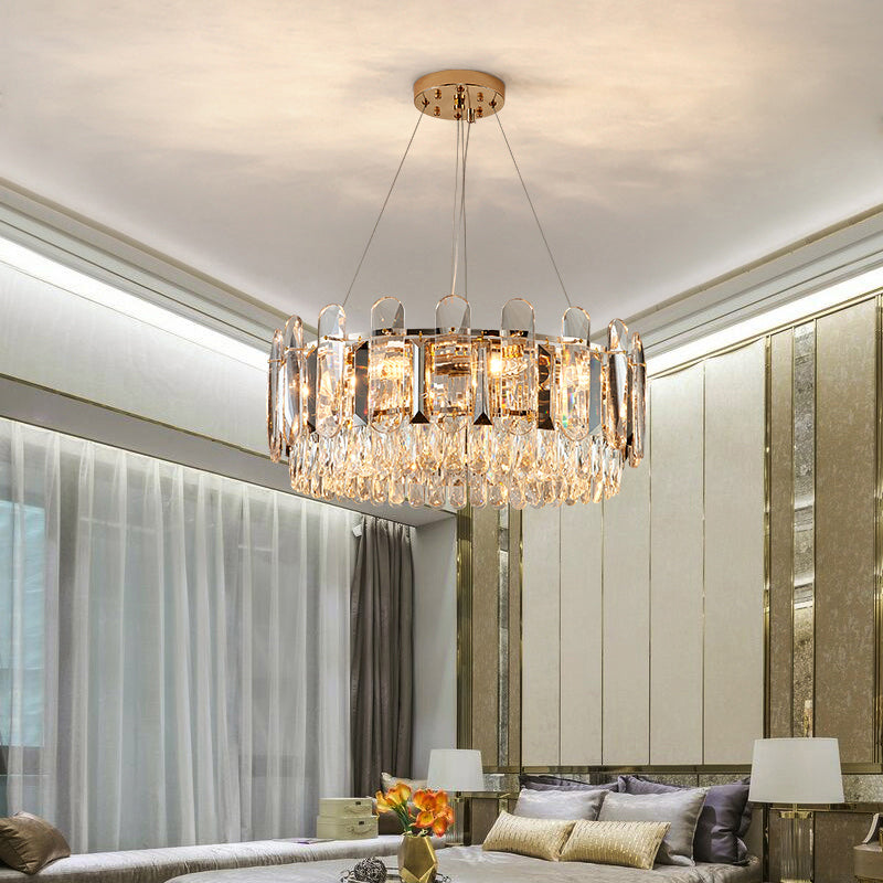 Clear Crystal Circle Chandelier Light Minimalism Ceiling Suspension Lamp for Dining Room Clearhalo 'Ceiling Lights' 'Chandeliers' 'Clear' 'Industrial' 'Modern Chandeliers' 'Modern' 'Tiffany' 'Traditional Chandeliers' Lighting' 2327504