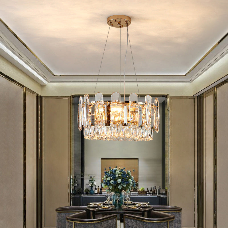 Clear Crystal Circle Chandelier Light Minimalism Ceiling Suspension Lamp for Dining Room Clearhalo 'Ceiling Lights' 'Chandeliers' 'Clear' 'Industrial' 'Modern Chandeliers' 'Modern' 'Tiffany' 'Traditional Chandeliers' Lighting' 2327505