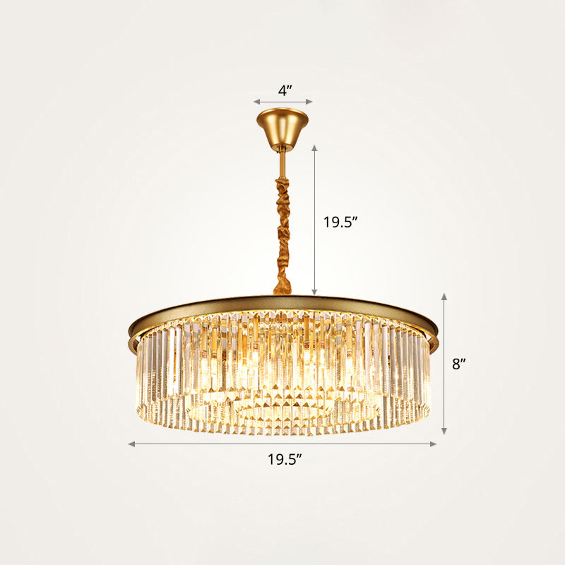 Layered Round Crystal Ceiling Lighting Modern Gold Finish Chandelier for Living Room Gold 19.5" Clearhalo 'Ceiling Lights' 'Chandeliers' 'Modern Chandeliers' 'Modern' Lighting' 2327508