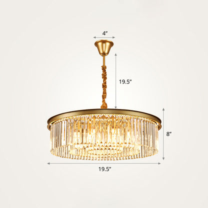 Layered Round Crystal Ceiling Lighting Modern Gold Finish Chandelier for Living Room Gold 19.5" Clearhalo 'Ceiling Lights' 'Chandeliers' 'Modern Chandeliers' 'Modern' Lighting' 2327508