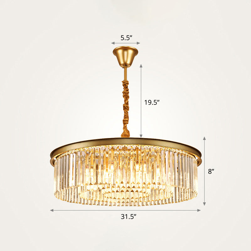Layered Round Crystal Ceiling Lighting Modern Gold Finish Chandelier for Living Room Gold 31.5" Clearhalo 'Ceiling Lights' 'Chandeliers' 'Modern Chandeliers' 'Modern' Lighting' 2327509