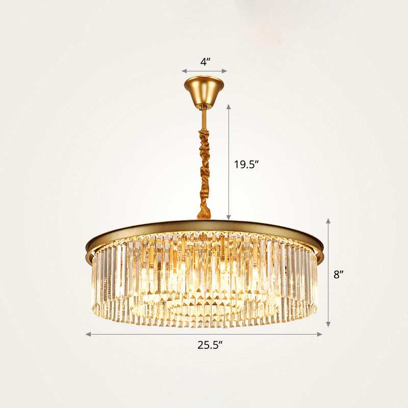 Layered Round Crystal Ceiling Lighting Modern Gold Finish Chandelier for Living Room Gold 25.5" Clearhalo 'Ceiling Lights' 'Chandeliers' 'Modern Chandeliers' 'Modern' Lighting' 2327510