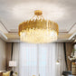 6 Lights Living Room Chandelier Minimalist Gold Ceiling Pendant Light with Drum Crystal Shade Clearhalo 'Ceiling Lights' 'Chandeliers' 'Modern Chandeliers' 'Modern' Lighting' 2327519