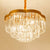 Brass Floral Layers Pendant Lamp Postmodern Crystal Prism Chandelier Light for Dining Room Brass 18" Clearhalo 'Ceiling Lights' 'Chandeliers' 'Modern Chandeliers' 'Modern' Lighting' 2327538