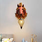 White/Red 1 Light Sconce Light Vintage Resin Horse Wall Lamp with Droplet Crystal Shade for Indoor, 9.5"/12" W Red Clearhalo 'Wall Lamps & Sconces' 'Wall Lights' Lighting' 232754