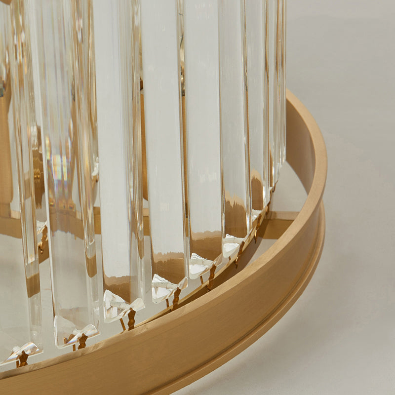 Prismatic Optical Crystal Drum Flushmount Minimalist Brass Ceiling Flush Light for Living Room Clearhalo 'Ceiling Lights' 'Close To Ceiling Lights' 'Close to ceiling' 'Flush mount' Lighting' 2327556