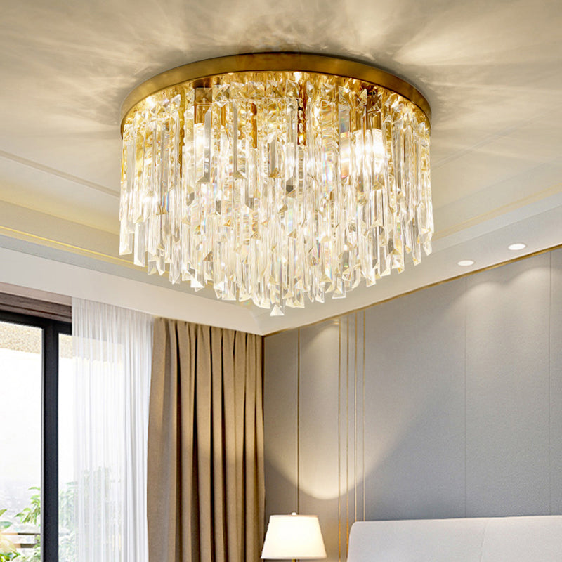 Round Ceiling Light Fixture Modern K9 Crystal Stick Bedroom Flush Mount Lighting Clearhalo 'Ceiling Lights' 'Close To Ceiling Lights' 'Close to ceiling' 'Flush mount' Lighting' 2327563