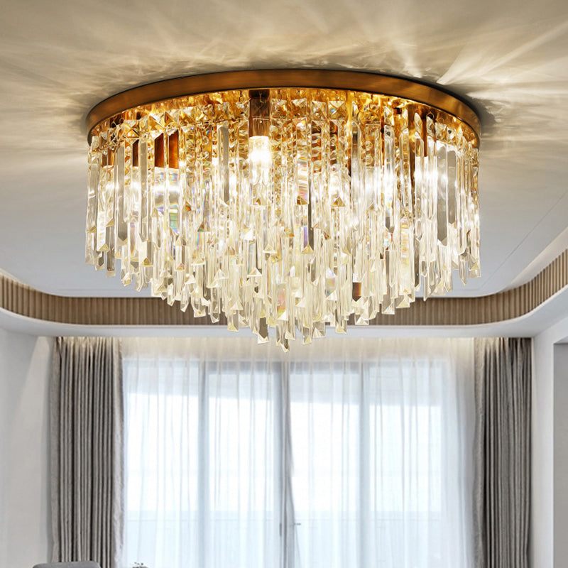 Round Ceiling Light Fixture Modern K9 Crystal Stick Bedroom Flush Mount Lighting Clearhalo 'Ceiling Lights' 'Close To Ceiling Lights' 'Close to ceiling' 'Flush mount' Lighting' 2327565