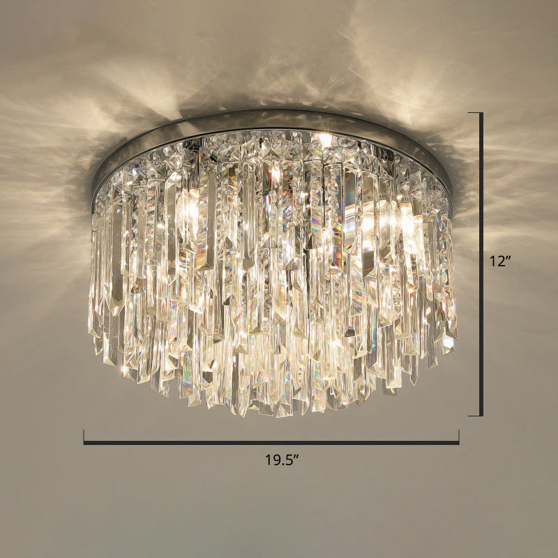 Round Ceiling Light Fixture Modern K9 Crystal Stick Bedroom Flush Mount Lighting Clearhalo 'Ceiling Lights' 'Close To Ceiling Lights' 'Close to ceiling' 'Flush mount' Lighting' 2327567
