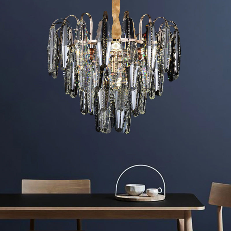 Willow Shape Bedroom Chandelier Clear Crystal Multi Lights Contemporary Ceiling Pendant Light Clearhalo 'Ceiling Lights' 'Chandeliers' 'Clear' 'Industrial' 'Modern Chandeliers' 'Modern' 'Tiffany' 'Traditional Chandeliers' Lighting' 232758