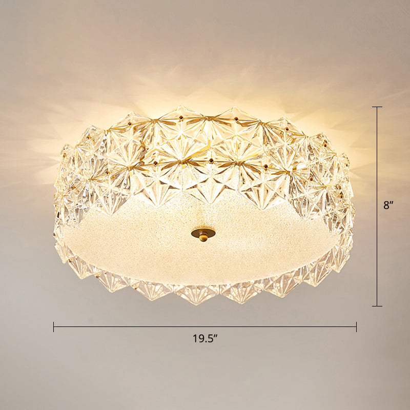 Round Clear Hexagonal Glass Flush Light Minimalistic Ceiling Mount Light for Living Room Clear 19.5" Clearhalo 'Ceiling Lights' 'Close To Ceiling Lights' 'Close to ceiling' 'Flush mount' Lighting' 2327585