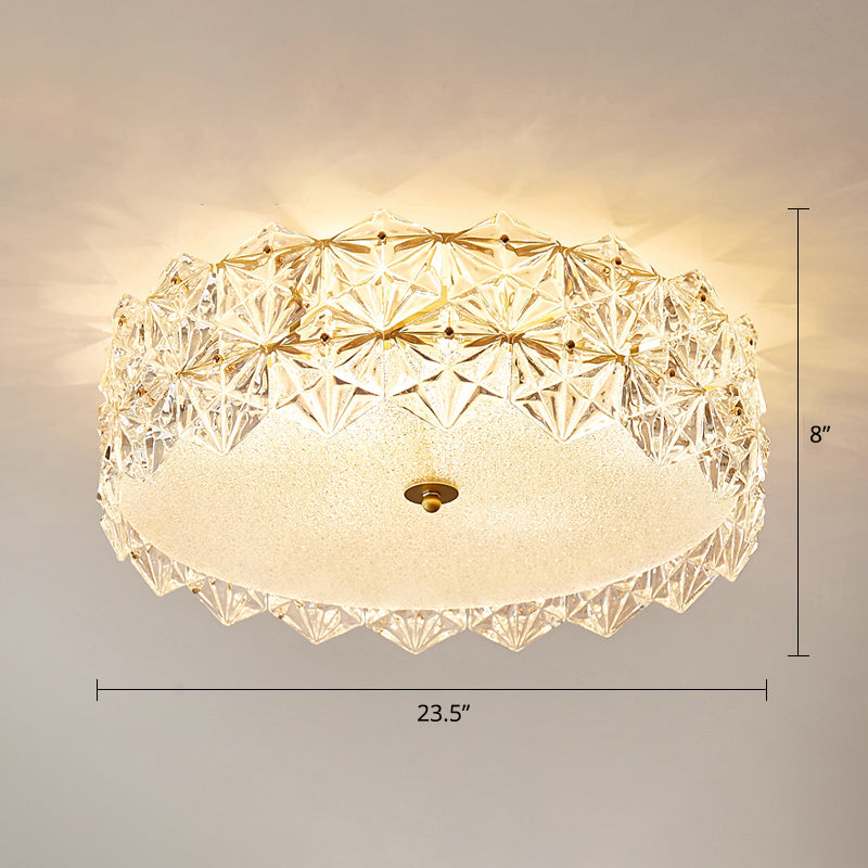 Round Clear Hexagonal Glass Flush Light Minimalistic Ceiling Mount Light for Living Room Clear 23.5" Clearhalo 'Ceiling Lights' 'Close To Ceiling Lights' 'Close to ceiling' 'Flush mount' Lighting' 2327586