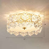 Round Clear Hexagonal Glass Flush Light Minimalistic Ceiling Mount Light for Living Room Clear 17" Clearhalo 'Ceiling Lights' 'Close To Ceiling Lights' 'Close to ceiling' 'Flush mount' Lighting' 2327588