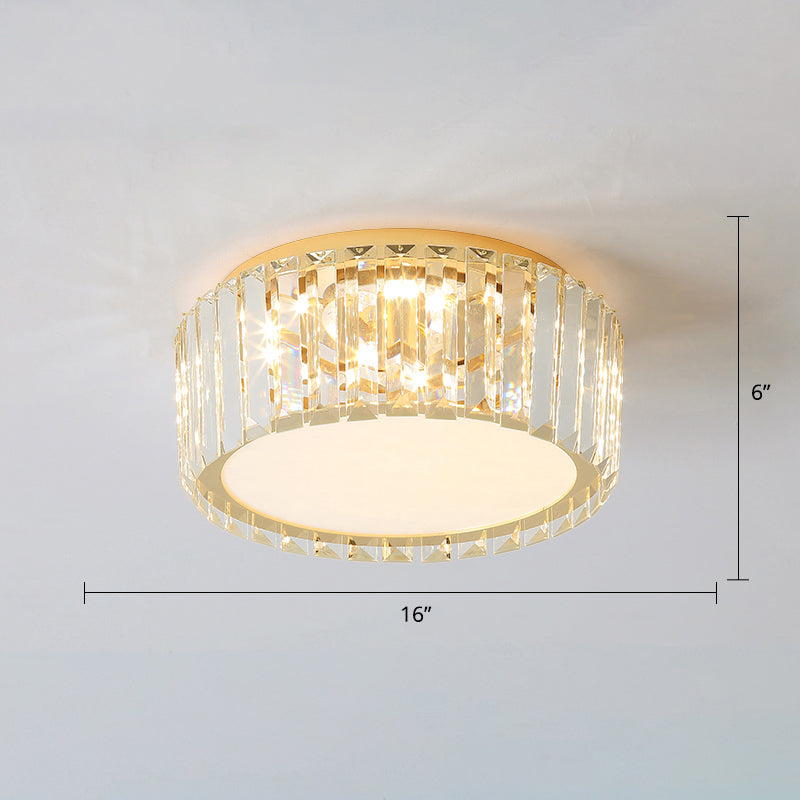 Champagne Geometric Shape Flushmount Light Simple Style Crystal LED Flush Ceiling Light Champagne 16" Round Clearhalo 'Ceiling Lights' 'Close To Ceiling Lights' 'Close to ceiling' 'Flush mount' Lighting' 2327593