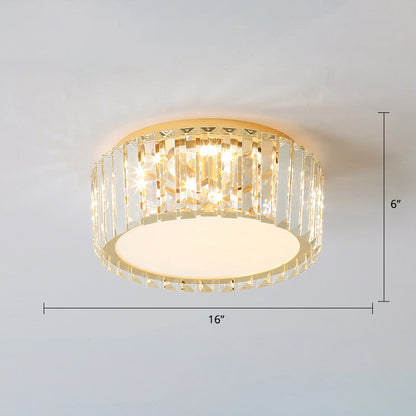Champagne Geometric Shape Flushmount Light Simple Style Crystal LED Flush Ceiling Light Champagne 16" Round Clearhalo 'Ceiling Lights' 'Close To Ceiling Lights' 'Close to ceiling' 'Flush mount' Lighting' 2327593