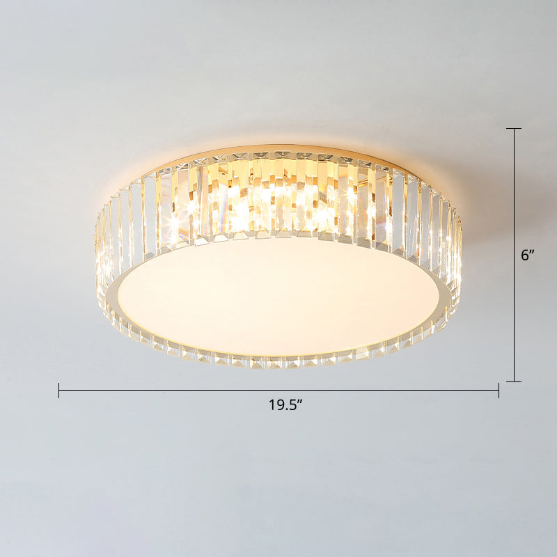 Champagne Geometric Shape Flushmount Light Simple Style Crystal LED Flush Ceiling Light Champagne 19.5" Round Clearhalo 'Ceiling Lights' 'Close To Ceiling Lights' 'Close to ceiling' 'Flush mount' Lighting' 2327594