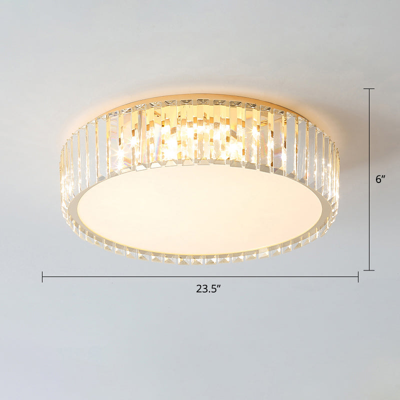 Champagne Geometric Shape Flushmount Light Simple Style Crystal LED Flush Ceiling Light Champagne 23.5" Round Clearhalo 'Ceiling Lights' 'Close To Ceiling Lights' 'Close to ceiling' 'Flush mount' Lighting' 2327596