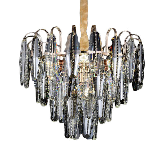 Willow Shape Bedroom Chandelier Clear Crystal Multi Lights Contemporary Ceiling Pendant Light Clearhalo 'Ceiling Lights' 'Chandeliers' 'Clear' 'Industrial' 'Modern Chandeliers' 'Modern' 'Tiffany' 'Traditional Chandeliers' Lighting' 232759