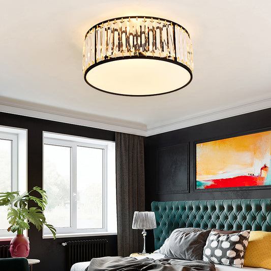 Minimalism Drum Flushmount Ceiling Lamp Prismatic Crystal Bedroom Flush Mounted Light Clearhalo 'Ceiling Lights' 'Close To Ceiling Lights' 'Close to ceiling' 'Flush mount' Lighting' 2327611