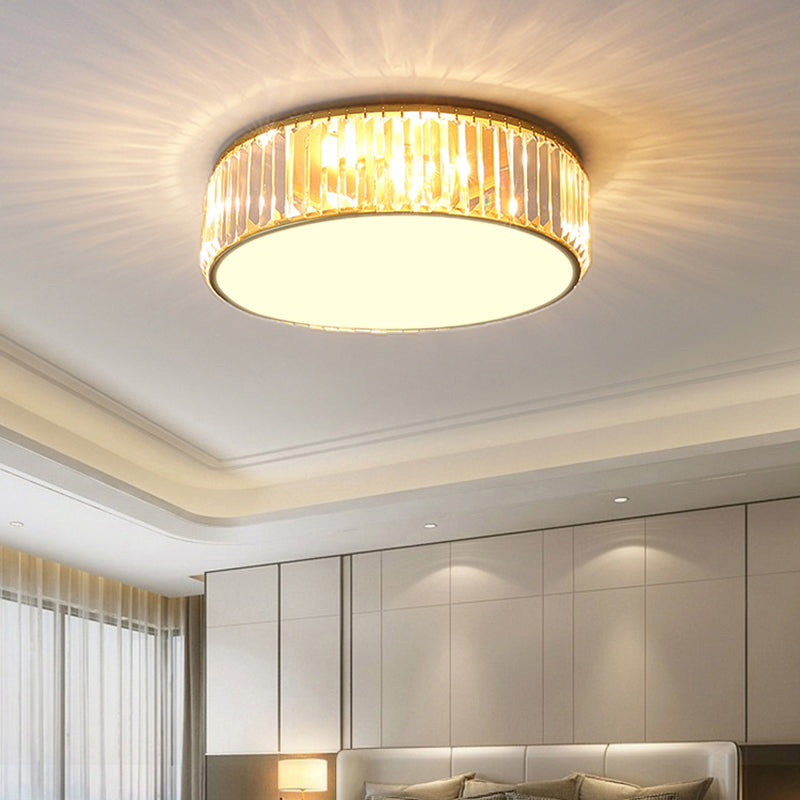 Drum Bedroom LED Flush Light Crystal Rod Modern Flush Mount Ceiling Light Fixture Clearhalo 'Ceiling Lights' 'Close To Ceiling Lights' 'Close to ceiling' 'Flush mount' Lighting' 2327617