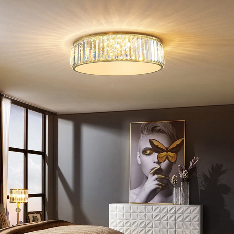 Drum Bedroom LED Flush Light Crystal Rod Modern Flush Mount Ceiling Light Fixture Clearhalo 'Ceiling Lights' 'Close To Ceiling Lights' 'Close to ceiling' 'Flush mount' Lighting' 2327618