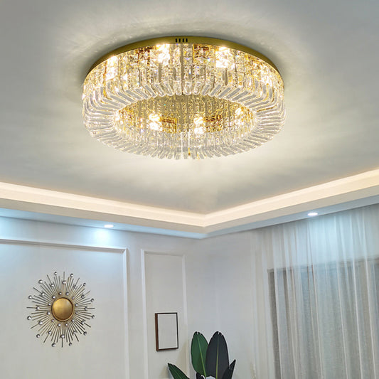 Gold Round Ceiling Mounted Fixture Minimalist Crystal Flush Mount Lamp for Living Room Clearhalo 'Ceiling Lights' 'Close To Ceiling Lights' 'Close to ceiling' 'Flush mount' Lighting' 2327626