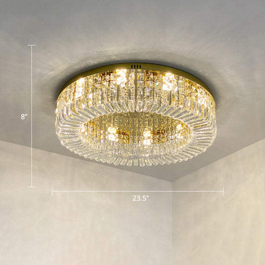 Gold Round Ceiling Mounted Fixture Minimalist Crystal Flush Mount Lamp for Living Room Gold 23.5" Clearhalo 'Ceiling Lights' 'Close To Ceiling Lights' 'Close to ceiling' 'Flush mount' Lighting' 2327628
