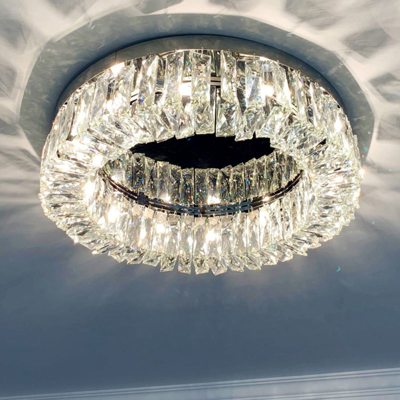 Beveled Cut Crystal Ring Flush Light Fixture Simple Style Flush Mount Ceiling Light for Bedroom Clearhalo 'Ceiling Lights' 'Close To Ceiling Lights' 'Close to ceiling' 'Flush mount' Lighting' 2327636