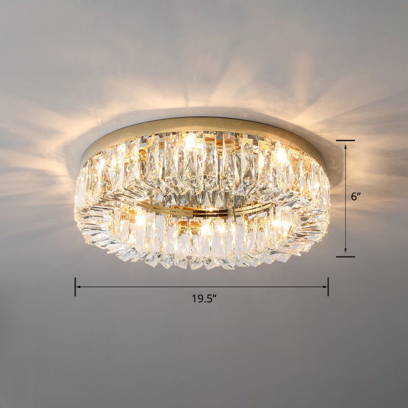 Beveled Cut Crystal Ring Flush Light Fixture Simple Style Flush Mount Ceiling Light for Bedroom Gold 19.5" Clearhalo 'Ceiling Lights' 'Close To Ceiling Lights' 'Close to ceiling' 'Flush mount' Lighting' 2327639