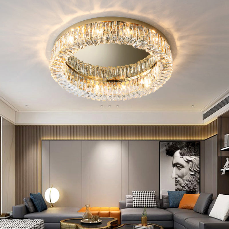 Beveled Cut Crystal Ring Flush Light Fixture Simple Style Flush Mount Ceiling Light for Bedroom Clearhalo 'Ceiling Lights' 'Close To Ceiling Lights' 'Close to ceiling' 'Flush mount' Lighting' 2327642