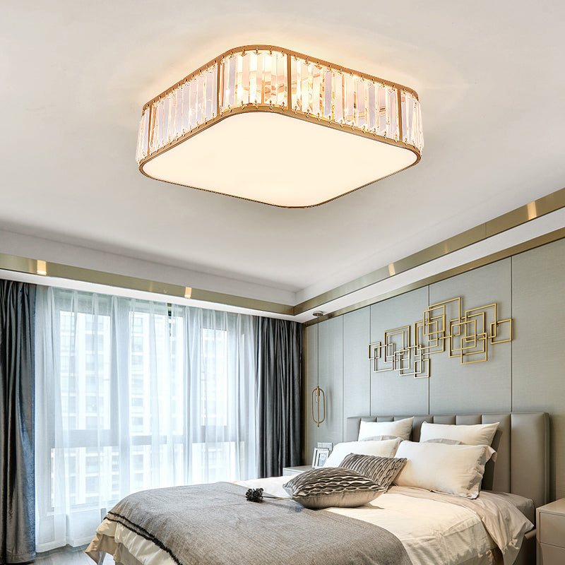 Bedroom Flush Mount Ceiling Light Minimalism Flush Light with Square Crystal Shade Clearhalo 'Ceiling Lights' 'Close To Ceiling Lights' 'Close to ceiling' 'Flush mount' Lighting' 2327660
