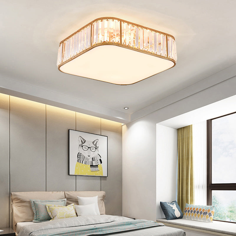 Bedroom Flush Mount Ceiling Light Minimalism Flush Light with Square Crystal Shade Clearhalo 'Ceiling Lights' 'Close To Ceiling Lights' 'Close to ceiling' 'Flush mount' Lighting' 2327663