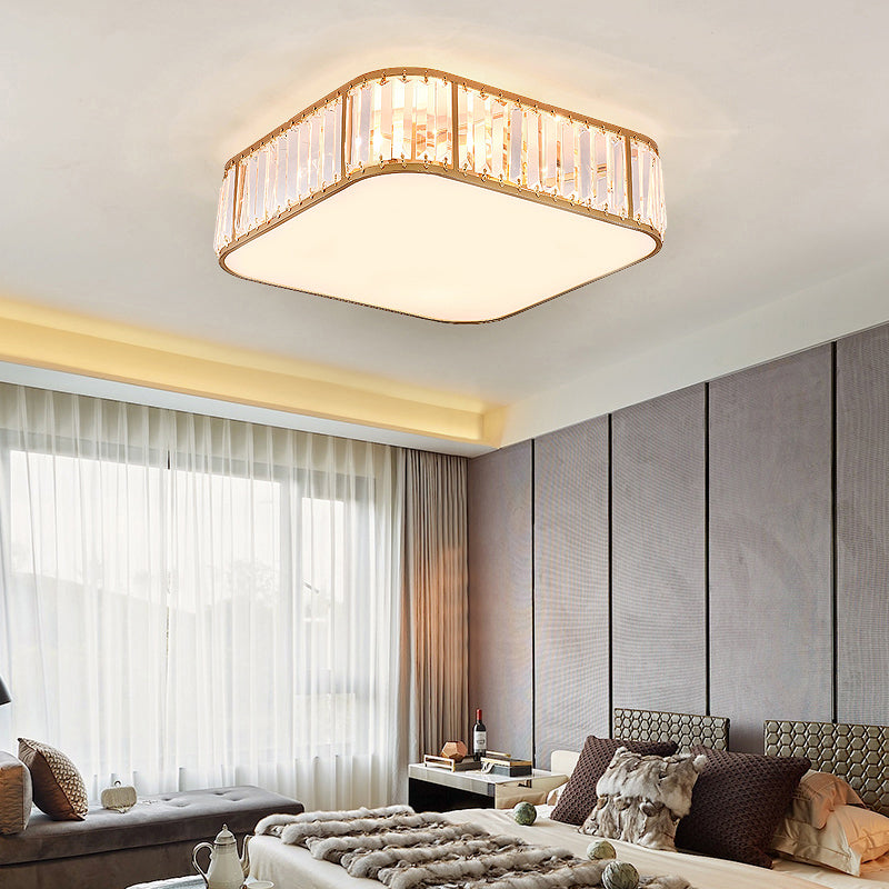 Bedroom Flush Mount Ceiling Light Minimalism Flush Light with Square Crystal Shade Clearhalo 'Ceiling Lights' 'Close To Ceiling Lights' 'Close to ceiling' 'Flush mount' Lighting' 2327665