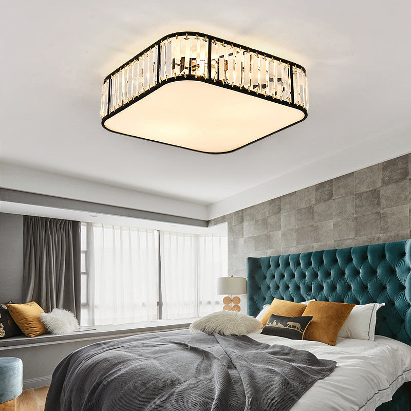 Bedroom Flush Mount Ceiling Light Minimalism Flush Light with Square Crystal Shade Clearhalo 'Ceiling Lights' 'Close To Ceiling Lights' 'Close to ceiling' 'Flush mount' Lighting' 2327667