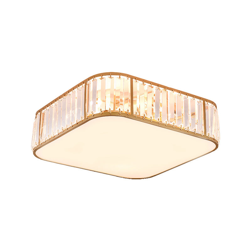 Bedroom Flush Mount Ceiling Light Minimalism Flush Light with Square Crystal Shade Clearhalo 'Ceiling Lights' 'Close To Ceiling Lights' 'Close to ceiling' 'Flush mount' Lighting' 2327669