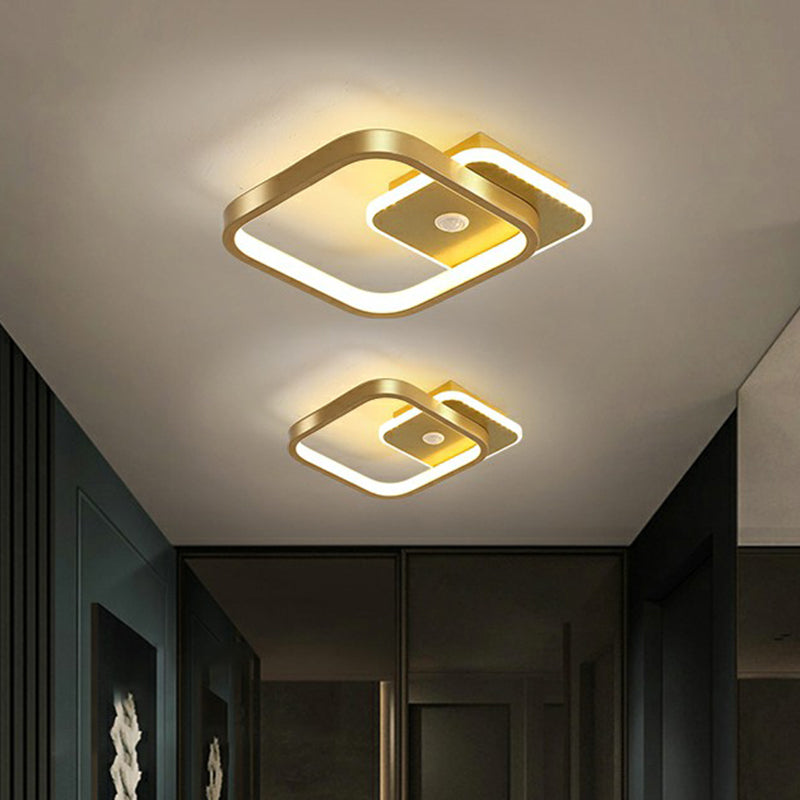Geometric Shaped LED Ceiling Light Minimalism Metal Corridor Flush Mount Lighting Fixture Clearhalo 'Ceiling Lights' 'Close To Ceiling Lights' 'Close to ceiling' 'Semi-flushmount' Lighting' 2327691