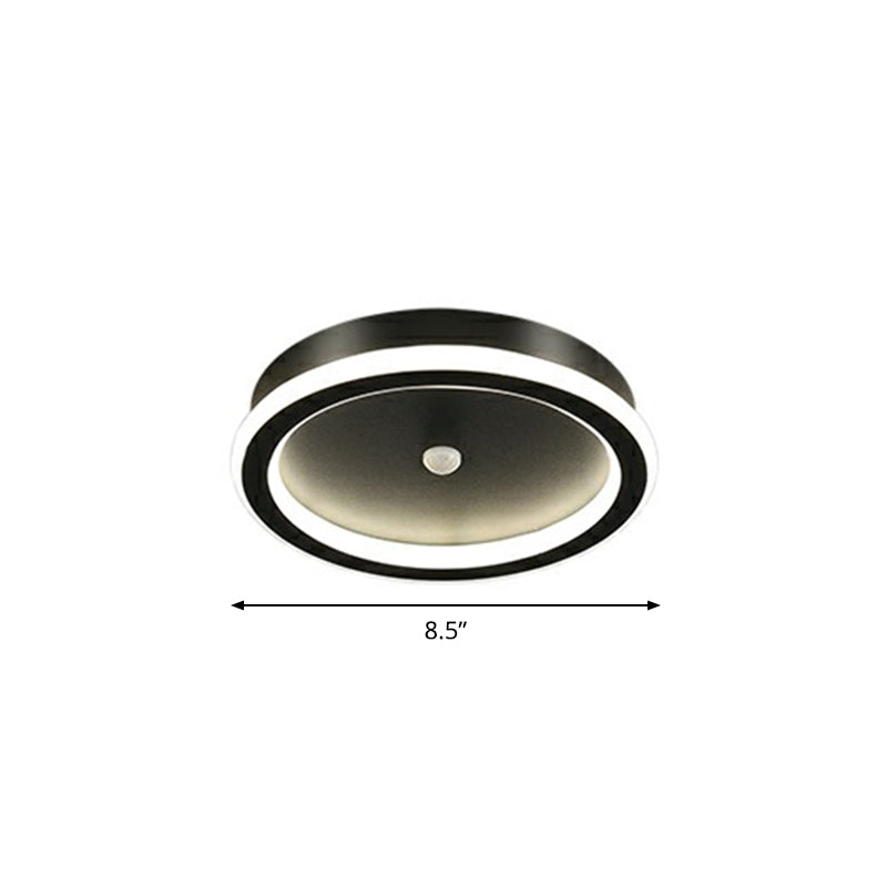 Geometric Shaped LED Ceiling Light Minimalism Metal Corridor Flush Mount Lighting Fixture Black Round Clearhalo 'Ceiling Lights' 'Close To Ceiling Lights' 'Close to ceiling' 'Semi-flushmount' Lighting' 2327695
