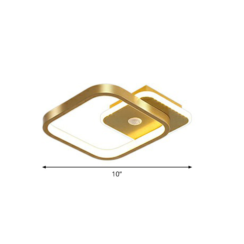 Geometric Shaped LED Ceiling Light Minimalism Metal Corridor Flush Mount Lighting Fixture Gold Square Clearhalo 'Ceiling Lights' 'Close To Ceiling Lights' 'Close to ceiling' 'Semi-flushmount' Lighting' 2327698