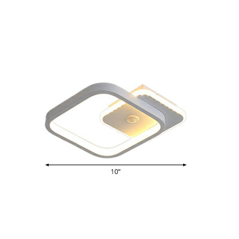 Geometric Shaped LED Ceiling Light Minimalism Metal Corridor Flush Mount Lighting Fixture White Square Clearhalo 'Ceiling Lights' 'Close To Ceiling Lights' 'Close to ceiling' 'Semi-flushmount' Lighting' 2327699