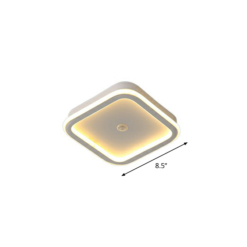Geometric Shaped LED Ceiling Light Minimalism Metal Corridor Flush Mount Lighting Fixture White Square Plate Clearhalo 'Ceiling Lights' 'Close To Ceiling Lights' 'Close to ceiling' 'Semi-flushmount' Lighting' 2327703