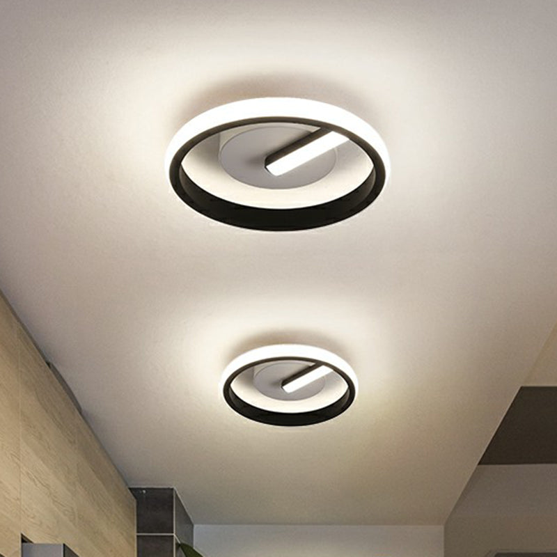Small Foyer Ceiling Mount Light Fixture Metal Minimalistic LED Flush Mount in Black Clearhalo 'Ceiling Lights' 'Close To Ceiling Lights' 'Close to ceiling' 'Flush mount' Lighting' 2327708